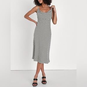 Lulus Sincerely Effortless Black and White Abstract Print Midi Dress XS NWT